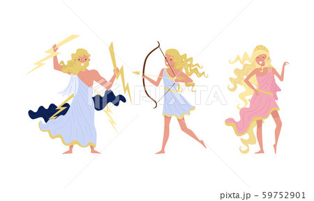 Greek Gods Isolated On White Background Vector Set 59752901
