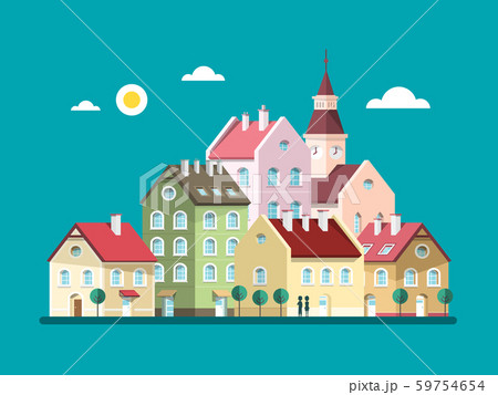 Houses - Vector Flat Design Buildings. Abstract Houses - Vector Flat Design Buildings. Abstract 59754654