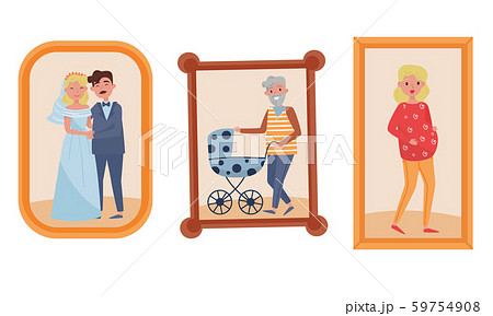 Family Picture or Photo in Frames For Wall Decoration Vector Set 59754908