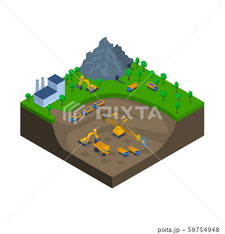 Mining Industry Scene Concept 3d Isometric View. Vector 59754948