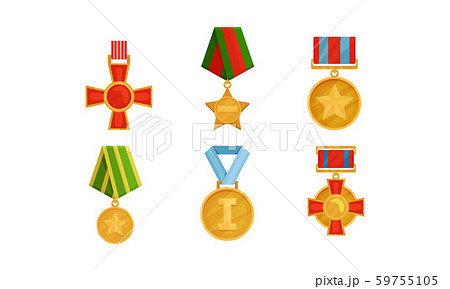 Set of military orders and medals. Vector illustration on a white background. Set of military orders and medals. Vector illustration on a white background. 59755105