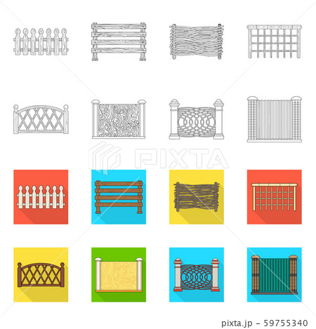 Vector illustration of gate and fence icon. Set of gate and wall vector icon for stock. Vector illustration of gate and fence icon. Set of gate and wall vector icon for stock. 59755340