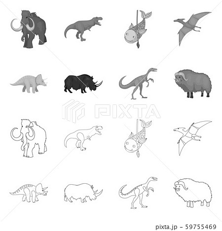 Isolated object of animal and character sign. Set of animal and ancient stock vector illustration. 59755469