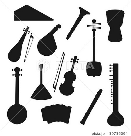 Folk and classic music instrument silhouettes Folk and classic music instrument silhouettes 59756094