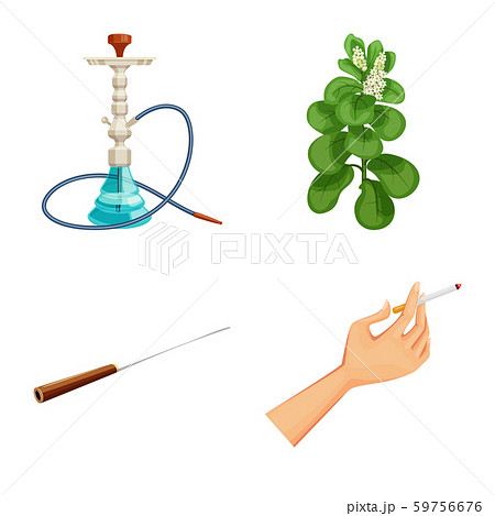Vector design of cigarette and tobacco sign. Collection of cigarette and nicotine vector icon for 59756676