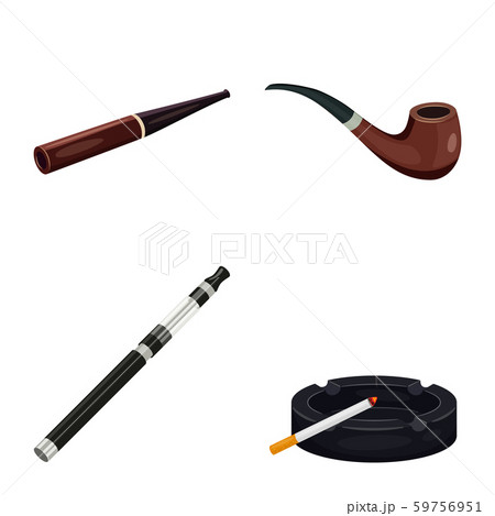 Vector illustration of cigarette and tobacco sign. Set of cigarette and nicotine stock vector 59756951