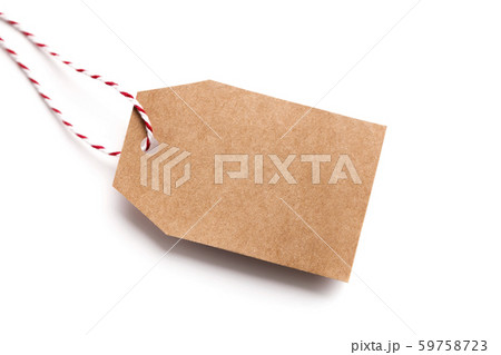 Paper label with copy space for text or greetings on white 59758723