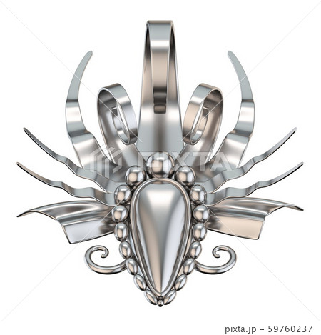 Abstract floral silver decoration 3D 59760237