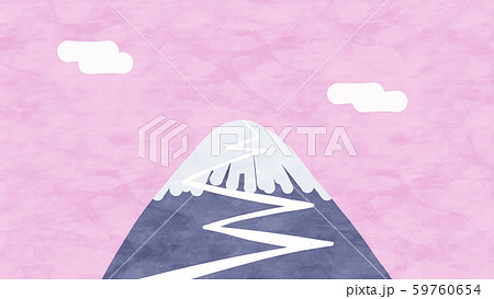 雪の富士山とピンク色の空の背景イメージ素材のイラスト素材