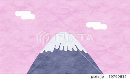 シンプルな富士山とピンク色の空の背景イメージ素材のイラスト素材