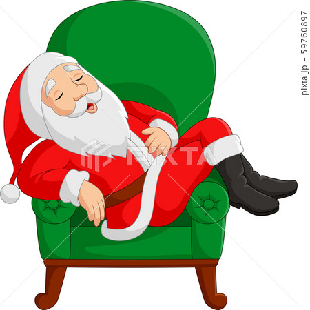 Cartoon santa claus sleeping on armchairのイラスト素材 [59760897