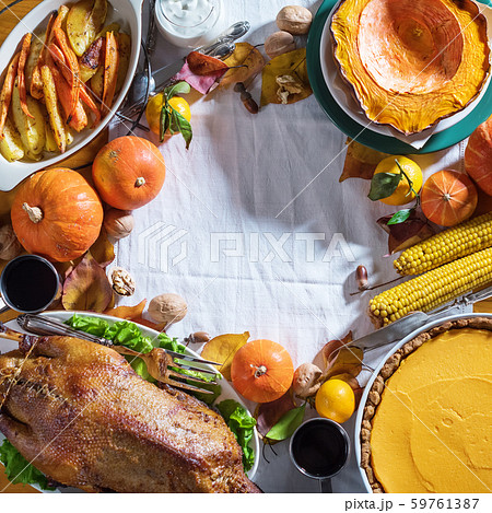 Thanksgiving feast dinner duck setting meal top Thanksgiving feast dinner duck setting meal top 59761387
