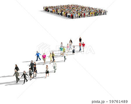 群衆 並ぶ 逃げる 人々のイラスト素材