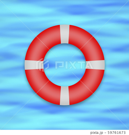 水面の上の浮き輪のイラスト素材