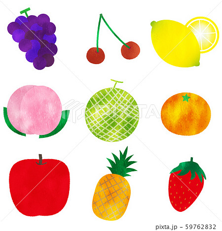 果物アイコン 水彩画風のイラスト素材
