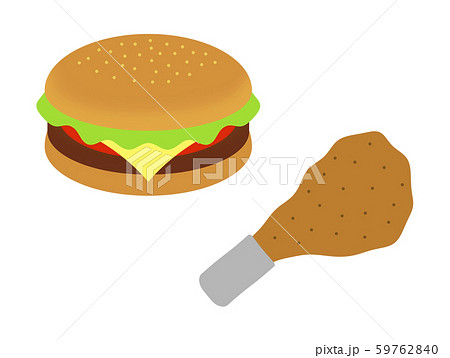 ハンバーガーとフライドチキンのイラスト素材