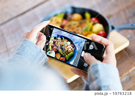 女子力 料理 インスタ映え インスタイメージの写真素材