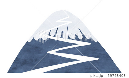 シンプルな富士山と山頂までの登山道のイラスト素材