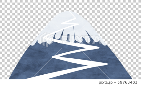 シンプルな富士山と山頂までの登山道のイラスト素材
