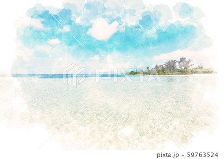 佐和田の浜　水彩画風 59763524