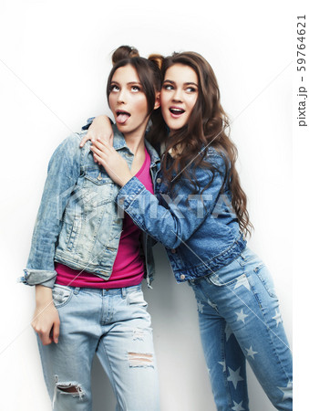 best friends teenage girls together having fun, posing emotional on white background, besties happy best friends teenage girls together having fun, posing emotional on white background, besties happy 59764621