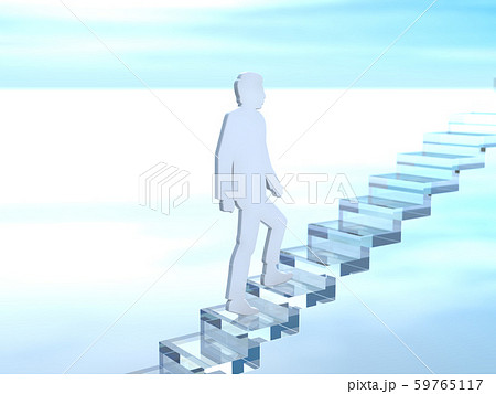 Cg 3d イラスト 立体 デザイン シルエット 階段をのぼる男性と女性のイラスト素材