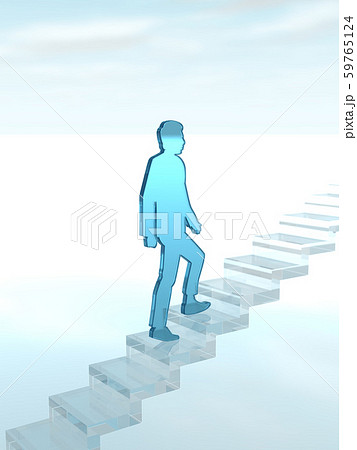 Cg 3d イラスト 立体 デザイン シルエット 階段をのぼる男性と女性のイラスト素材