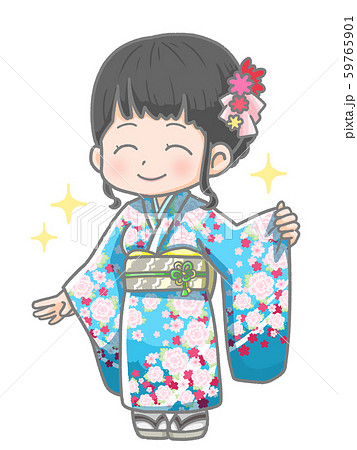 振袖の女性のイラスト 振袖の女性のイラスト 59765901