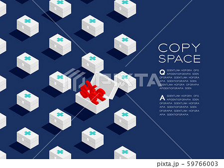 First aid kit box with Currency sign dollar, pound, euro, and yen or yuan 3D isometric pattern, Life or money concept poster and banner horizontal illustration on blue background with space, vector First aid kit box with Currency sign dollar, pound, euro, and yen or yuan 3D isometric pattern, Life or money concept poster and banner horizontal illustration on blue background with space, vector 59766003
