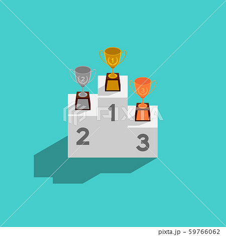 Sport podium with Trophy Cup 3d isometric pattern, Winner concept poster and social banner post square design illustration isolated on green background with copy space, vector eps 10 59766062