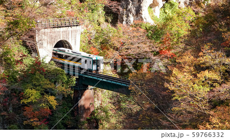 Naruko Gorge landscape in Miyagi,Japan.It is one of the Tohoku Region's most scenic gorges and one of most popular autumn color spots around late October to early November. 59766332