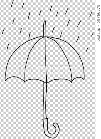 雨 手描き アナログイラストセット 線画 のイラスト素材
