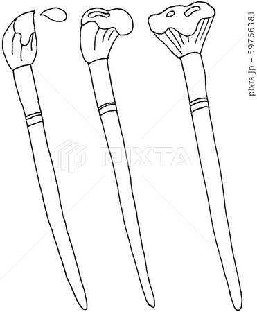 絵筆 セット 手描き アナログイラストセット 線画 のイラスト素材