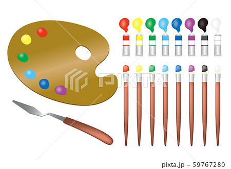 絵の具セット02 白背景 のイラスト素材