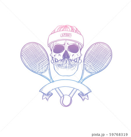 Sketch, skull with tennis racquet Sketch, skull with tennis racquet 59768319
