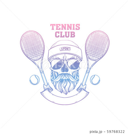 Sketch, skull with tennis racquet 59768322