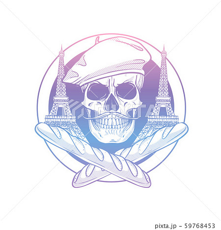 Sketch french skull with beret 59768453