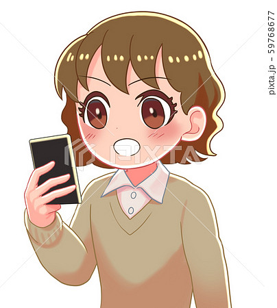 少女　スマホ　驚いている 59768677