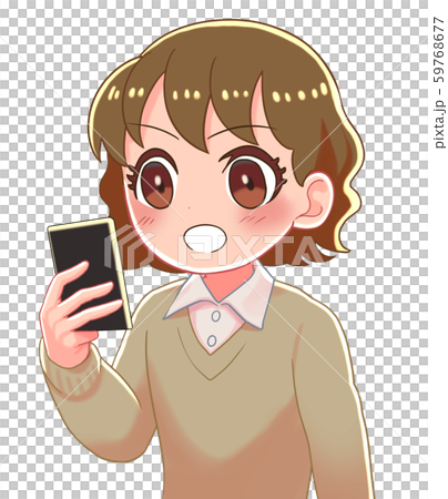 少女　スマホ　驚いている 59768677