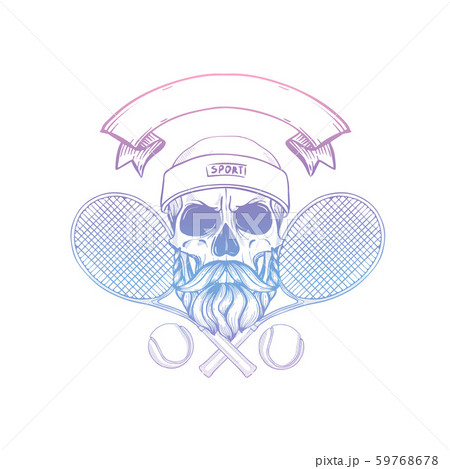 Sketch, skull with tennis racquet Sketch, skull with tennis racquet 59768678