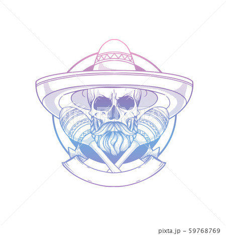 Hand drawn sketch skull with maracas 59768769