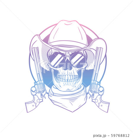 Sketch skull with cowboy hat 59768812