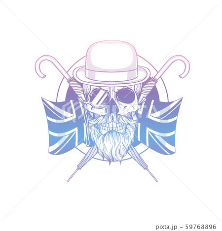 Sketch of british skull with hat 59768896