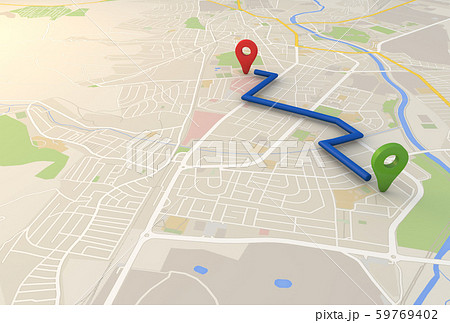 最短距離を示す地図 59769402