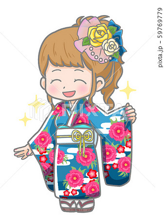 振袖の女性のイラスト 59769779