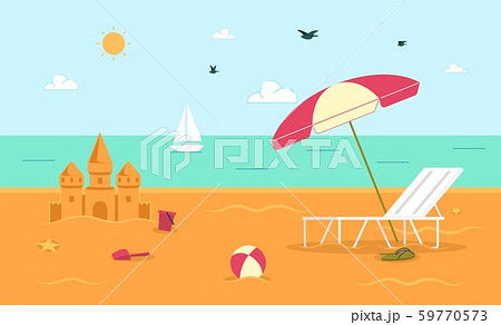 Tropical Resort Beach Flat Vector Background Tropical Resort Beach Flat Vector Background 59770573