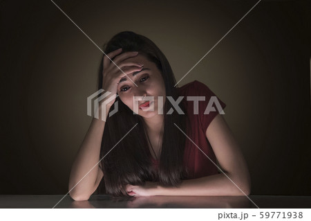 sad girl thinking at home sad girl thinking at home 59771938