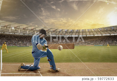 Left handed batsman in action in a Day & Night Cricket Match Left handed batsman in action in a Day & Night Cricket Match 59772633