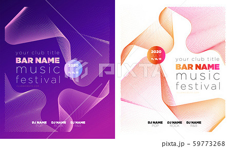 Music festival poster with abstract gradient lines. Colorful Waves Gradient Background. Template for DJ Poster, Web Banner, Pop-Up, presentation, brochure. Geometric template vector design. 59773268