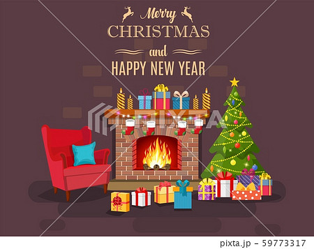 Christmas fireplace room interior 59773317